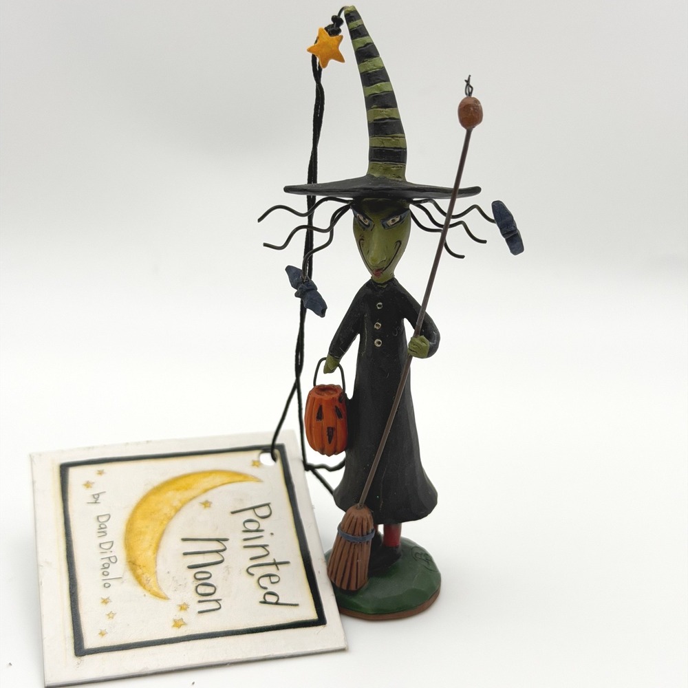 Blossom Bucket Dan DiPaolo 2009 Painted Moon Halloween Witch Pumpkin Pail NWT